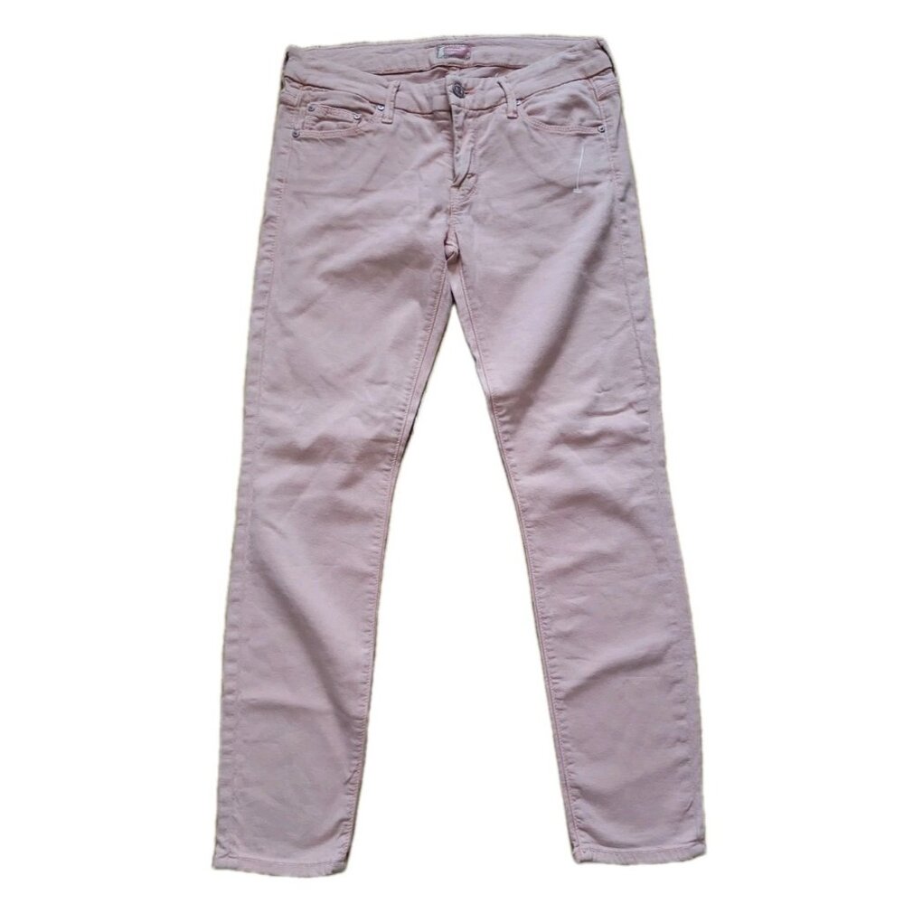 MOTHER The Looker Jeans Crop Featherweight Pop 27 Faded Pink Stretch